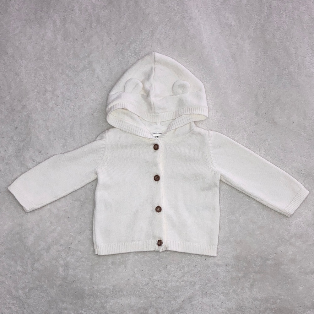#25. 🆕 NWOT - Carter’s Child of Mine - Adorable White Baby Hoodie with Bear Ears